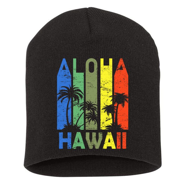 Retro Aloha Hawaii Logo Short Acrylic Beanie