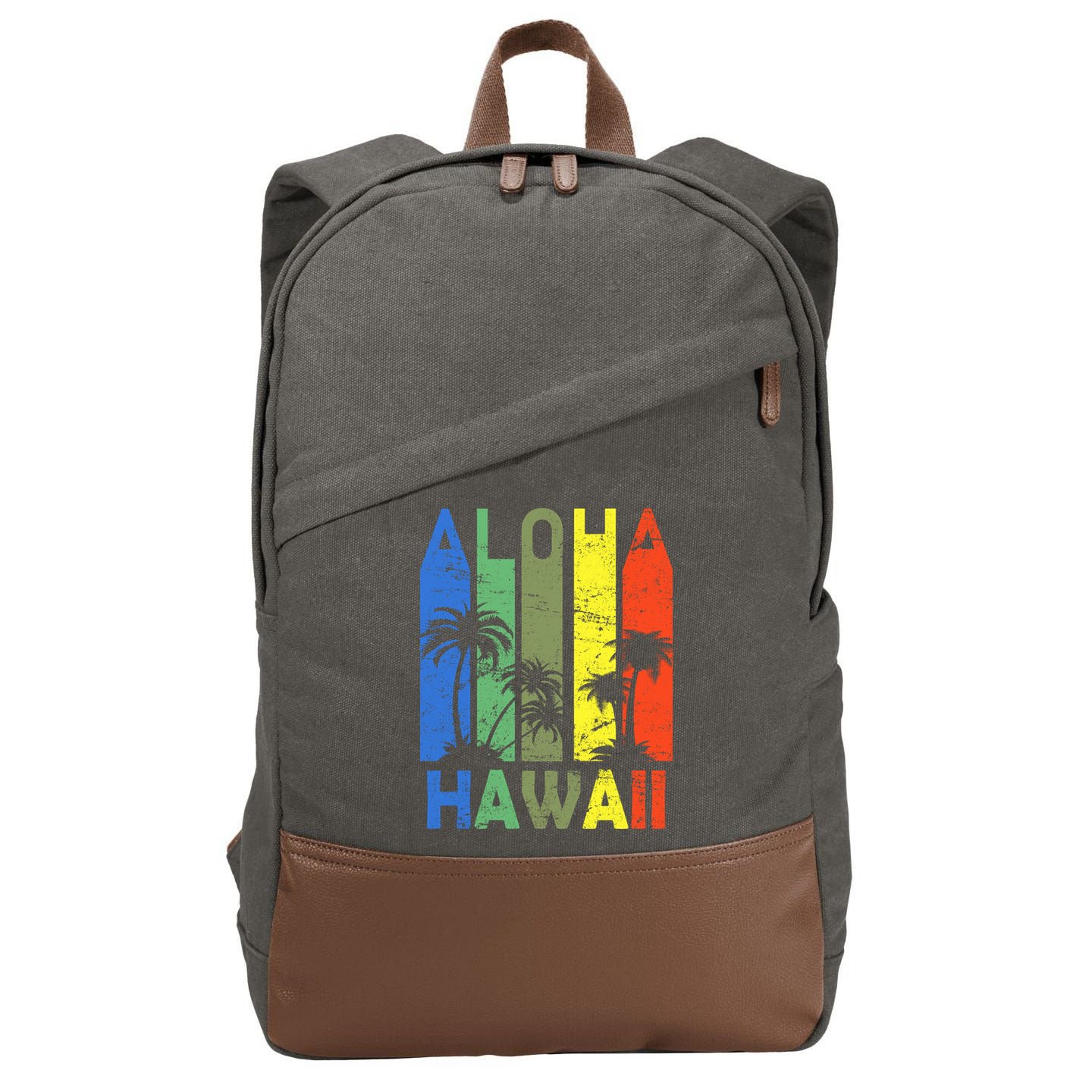 Retro Aloha Hawaii Logo Cotton Canvas Backpack