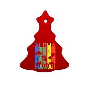 Retro Aloha Hawaii Logo Ceramic Tree Ornament