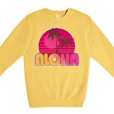 Retro Aloha Summer Fun Pink Logo Premium Crewneck Sweatshirt