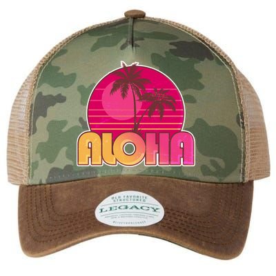 Retro Aloha Summer Fun Pink Logo Legacy Tie Dye Trucker Hat