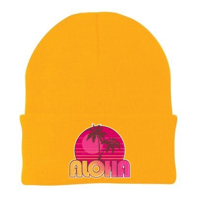 Retro Aloha Summer Fun Pink Logo Knit Cap Winter Beanie