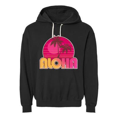 Retro Aloha Summer Fun Pink Logo Garment-Dyed Fleece Hoodie