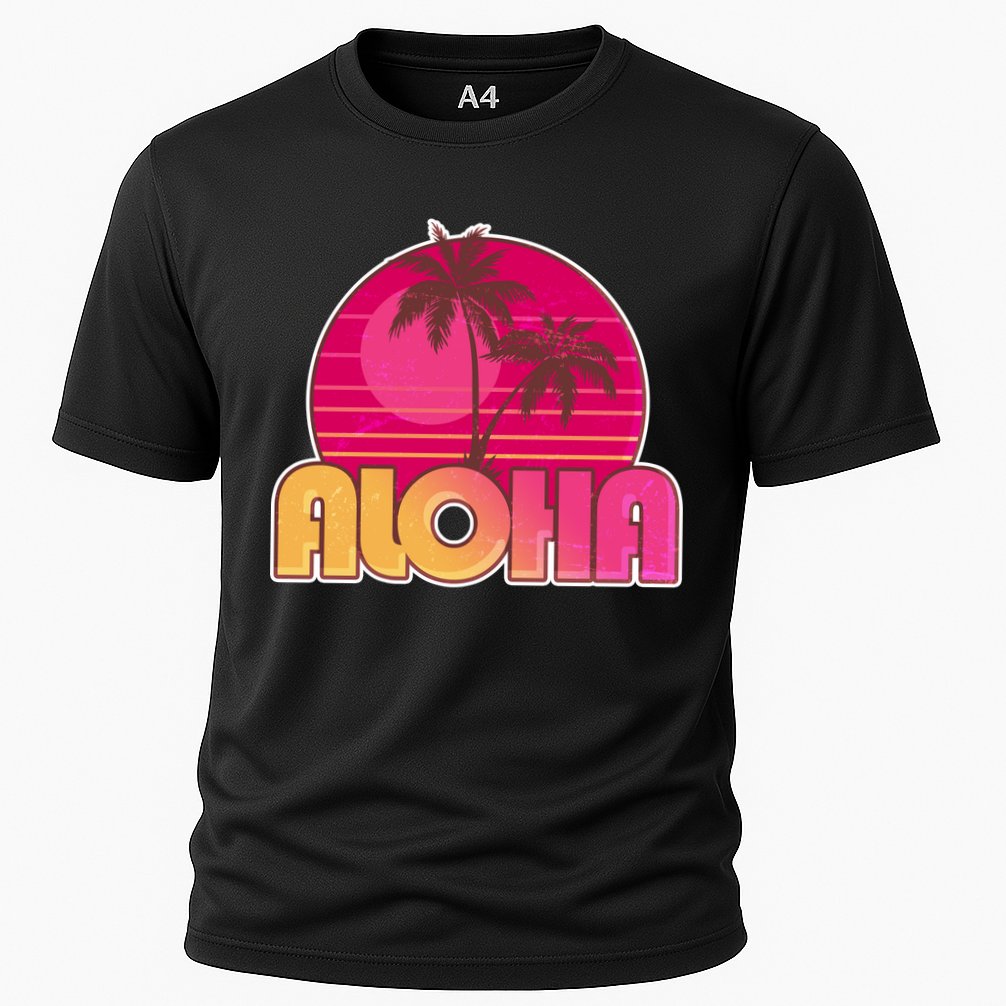Retro Aloha Summer Fun Pink Logo Cooling Performance Crew T-Shirt