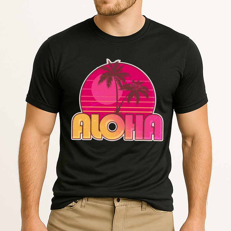 Retro Aloha Summer Fun Pink Logo Cooling Performance Crew T-Shirt