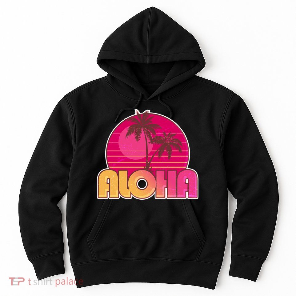 Retro Aloha Summer Fun Pink Logo Hoodie