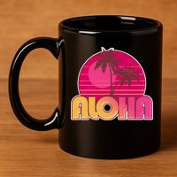 Retro Aloha Summer Fun Pink Logo 11oz C Handle Ceramic Mug