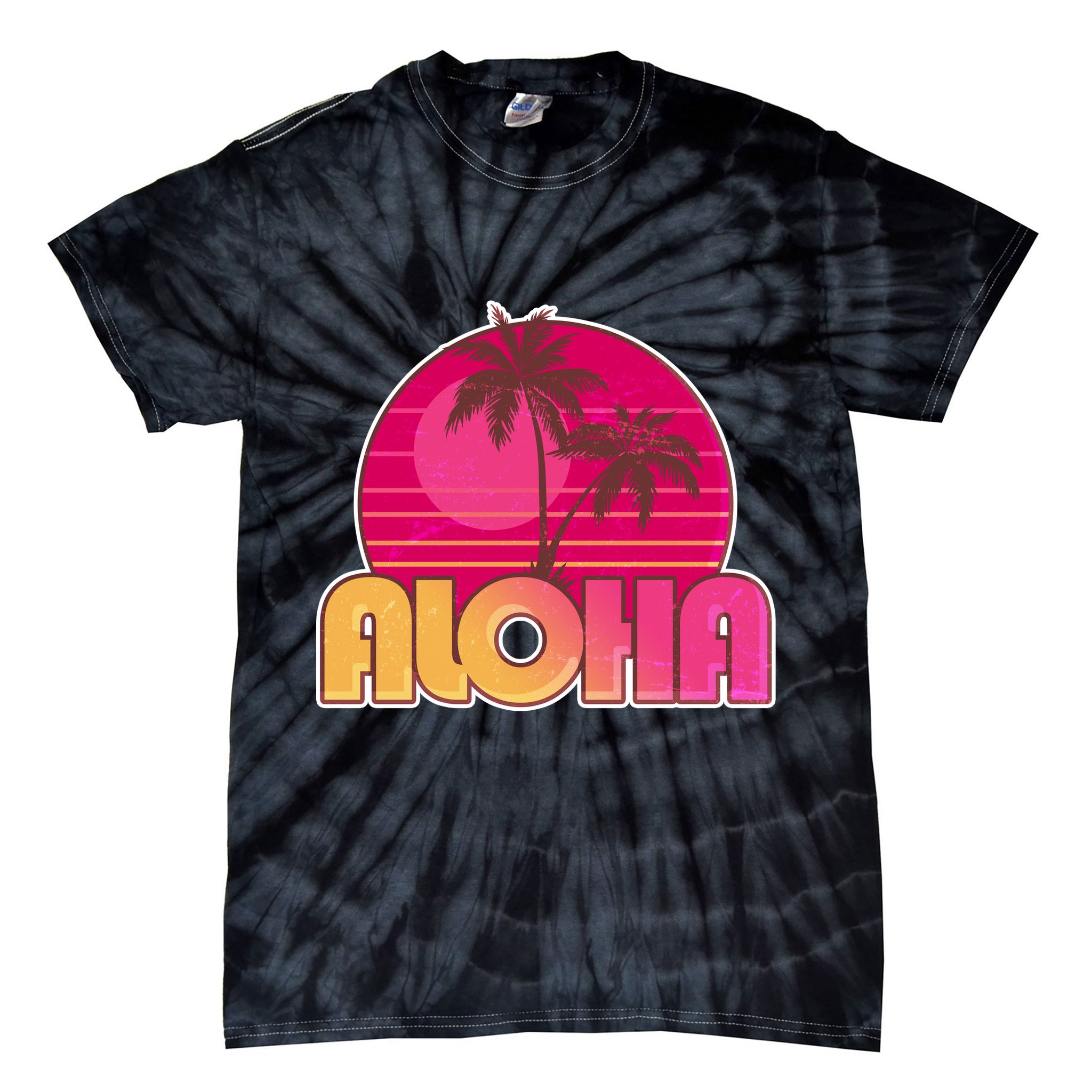 Retro Aloha Summer Fun Pink Logo Tie-Dye T-Shirt
