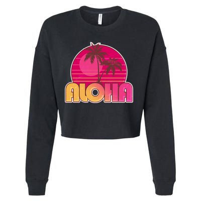 Retro Aloha Summer Fun Pink Logo Cropped Pullover Crew