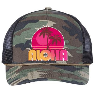 Retro Aloha Summer Fun Pink Logo Retro Rope Trucker Hat Cap