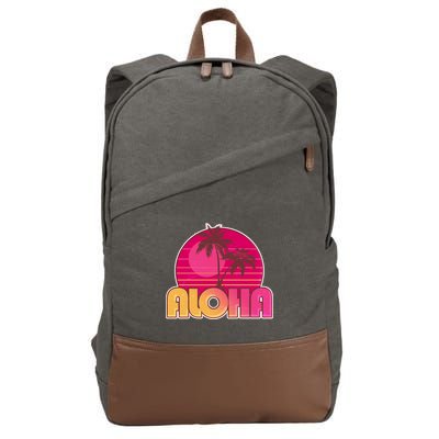 Retro Aloha Summer Fun Pink Logo Cotton Canvas Backpack