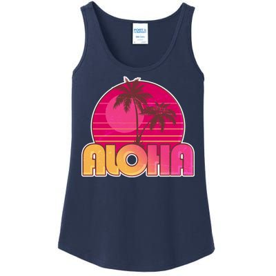 Retro Aloha Summer Fun Pink Logo Ladies Essential Tank