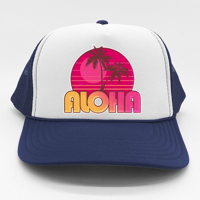 Retro Aloha Summer Fun Pink Logo Trucker Hat