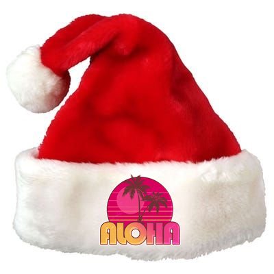 Retro Aloha Summer Fun Pink Logo Premium Christmas Santa Hat