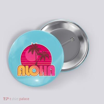 Retro Aloha Summer Fun Pink Logo Button