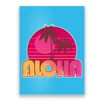 Retro Aloha Summer Fun Pink Logo Poster
