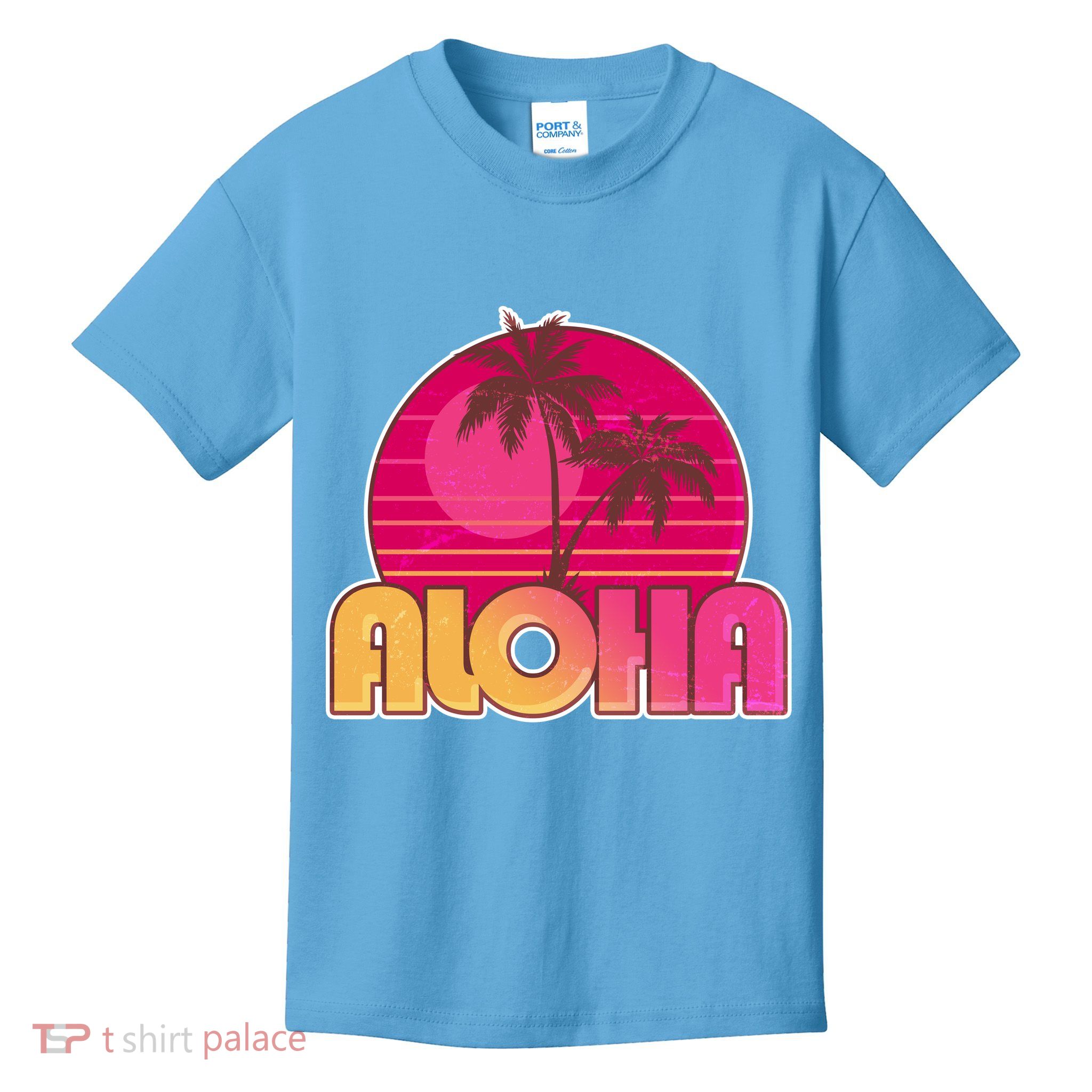Retro Aloha Summer Fun Pink Logo Kids T-Shirt