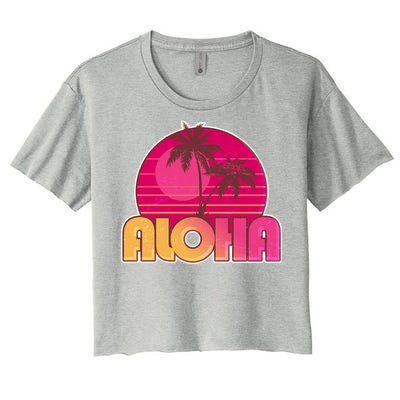 Retro Aloha Summer Fun Pink Logo Women's Crop Top Tee