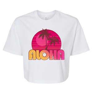 Retro Aloha Summer Fun Pink Logo Bella+Canvas Jersey Crop Tee