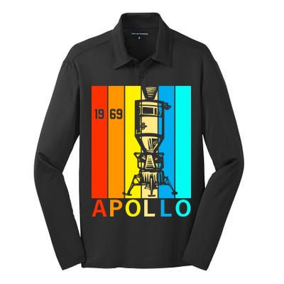 Retro Apollo 11 50th Anniversary 1969 Silk Touch Performance Long Sleeve Polo