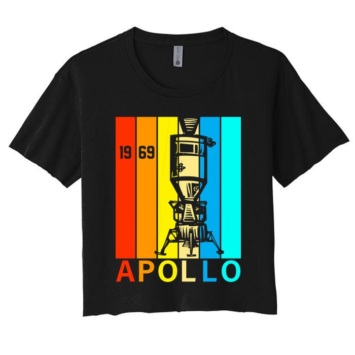 Retro Apollo 11 50th Anniversary 1969 Women's Crop Top Tee