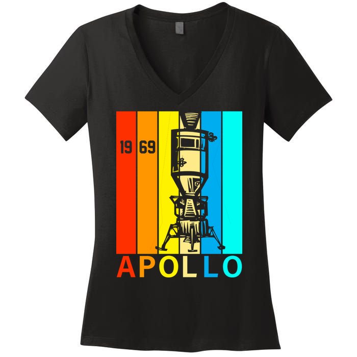 Retro Apollo 11 50th Anniversary 1969 Women's V-Neck T-Shirt