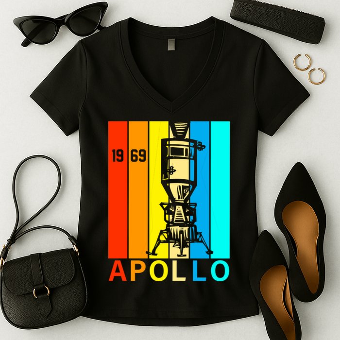 Retro Apollo 11 50th Anniversary 1969 Women's V-Neck T-Shirt