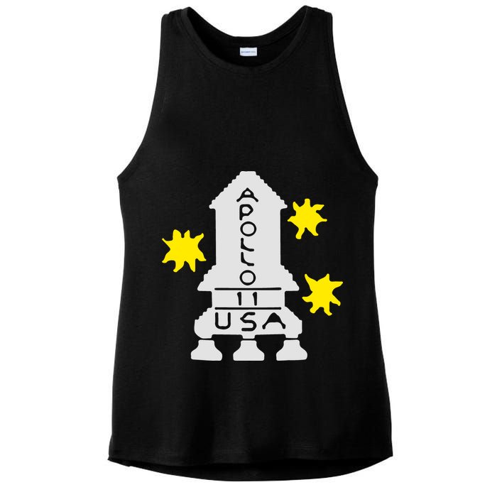 Retro Apollo 11 Spaceship Ladies PosiCharge Tri-Blend Wicking Tank