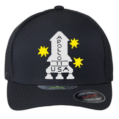 Retro Apollo 11 Spaceship Flexfit Unipanel Trucker Cap