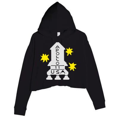Retro Apollo 11 Spaceship Crop Fleece Hoodie