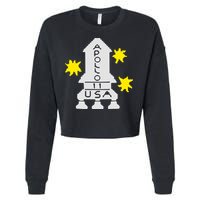 Retro Apollo 11 Spaceship Cropped Pullover Crew