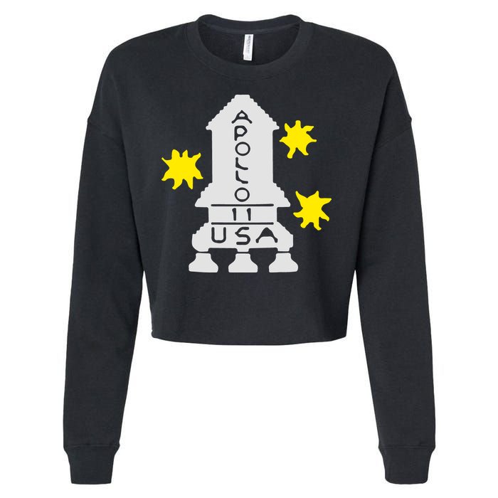 Retro Apollo 11 Spaceship Cropped Pullover Crew
