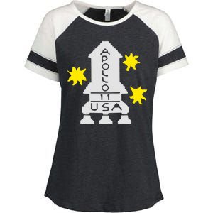 Retro Apollo 11 Spaceship Enza Ladies Jersey Colorblock Tee