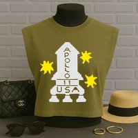 Retro Apollo 11 Spaceship Garment-Dyed Women's Muscle Tee