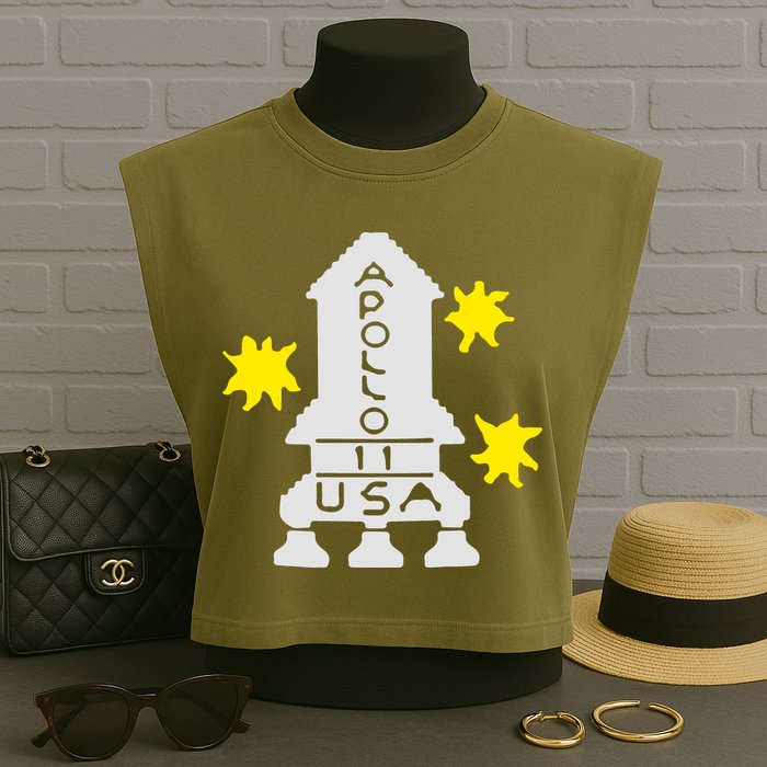 Retro Apollo 11 Spaceship Garment-Dyed Women's Muscle Tee