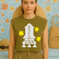 Retro Apollo 11 Spaceship Garment-Dyed Women's Muscle Tee