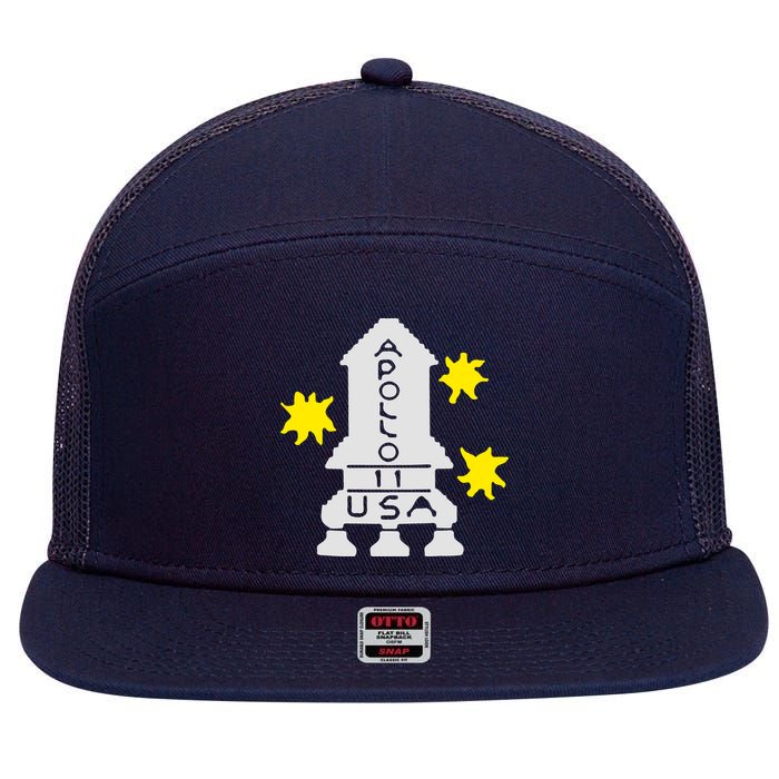 Retro Apollo 11 Spaceship 7 Panel Mesh Trucker Snapback Hat
