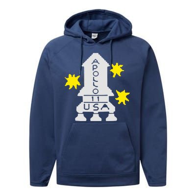 Retro Apollo 11 Spaceship Performance Fleece Hoodie