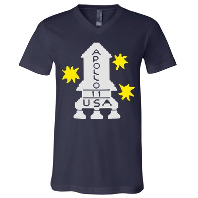 Retro Apollo 11 Spaceship V-Neck T-Shirt