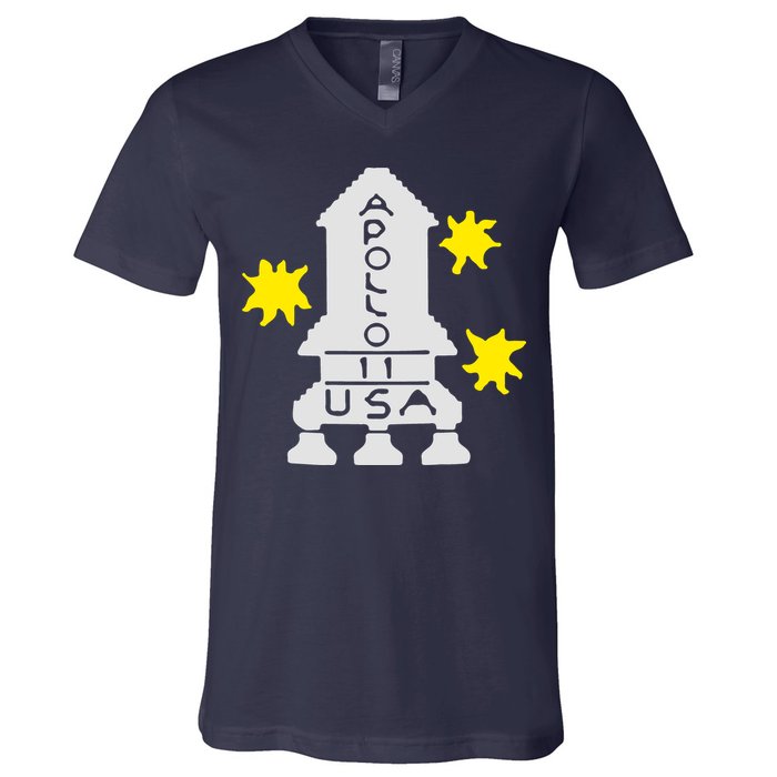 Retro Apollo 11 Spaceship V-Neck T-Shirt