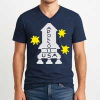 Retro Apollo 11 Spaceship V-Neck T-Shirt