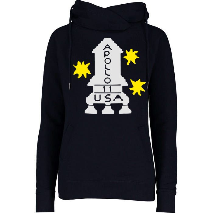 Retro Apollo 11 Spaceship Womens Funnel Neck Pullover Hood