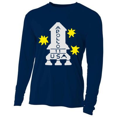 Retro Apollo 11 Spaceship Cooling Performance Long Sleeve Crew