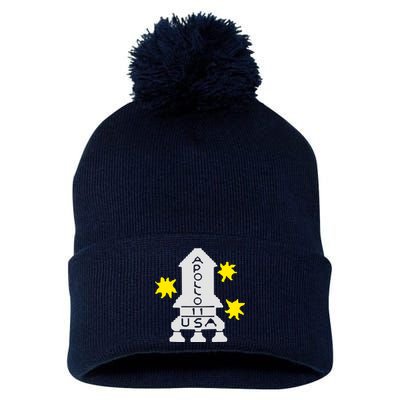 Retro Apollo 11 Spaceship Pom Pom 12in Knit Beanie