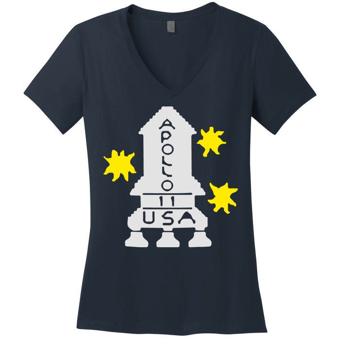 Retro Apollo 11 Spaceship Women's V-Neck T-Shirt