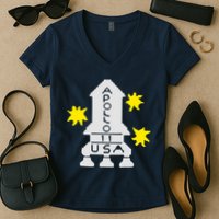 Retro Apollo 11 Spaceship Women's V-Neck T-Shirt