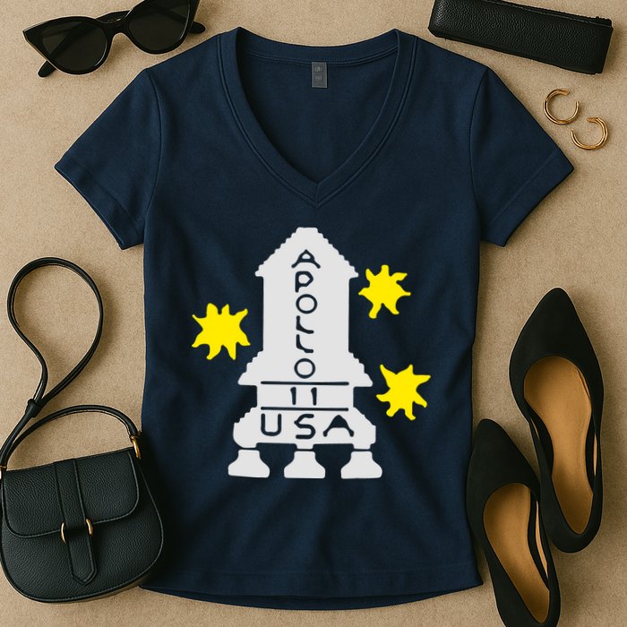 Retro Apollo 11 Spaceship Women's V-Neck T-Shirt