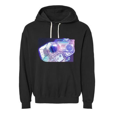 Retro Astronaut Galazy Boombox Garment-Dyed Fleece Hoodie