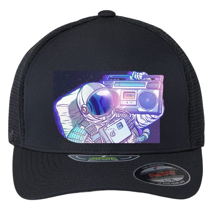Retro Astronaut Galazy Boombox Flexfit Unipanel Trucker Cap