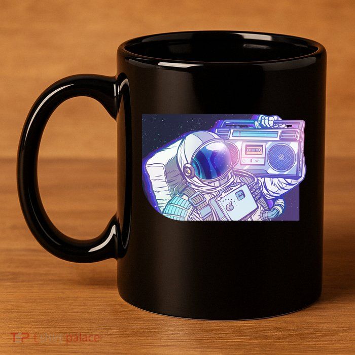 Retro Astronaut Galazy Boombox 11oz C Handle Ceramic Mug
